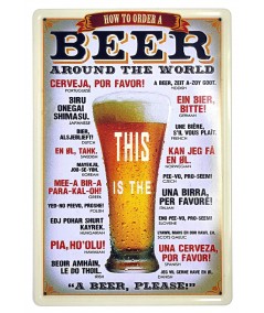 Placa metálica retro decorativa vintage Beer arround the world - Cervezas del mundo