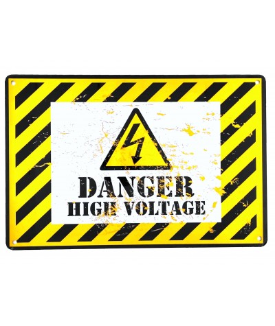 Chapa metálica decorativa de pared Danger High Voltage