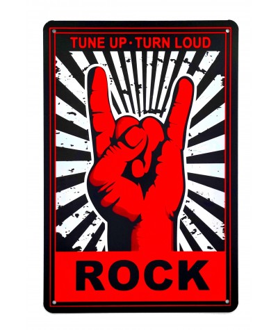 Placa metálica vintage decorativa Rock