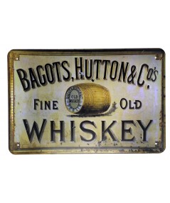 Placa metálica retro decorativa vintage Bagots Hutton & Cº Whiskey