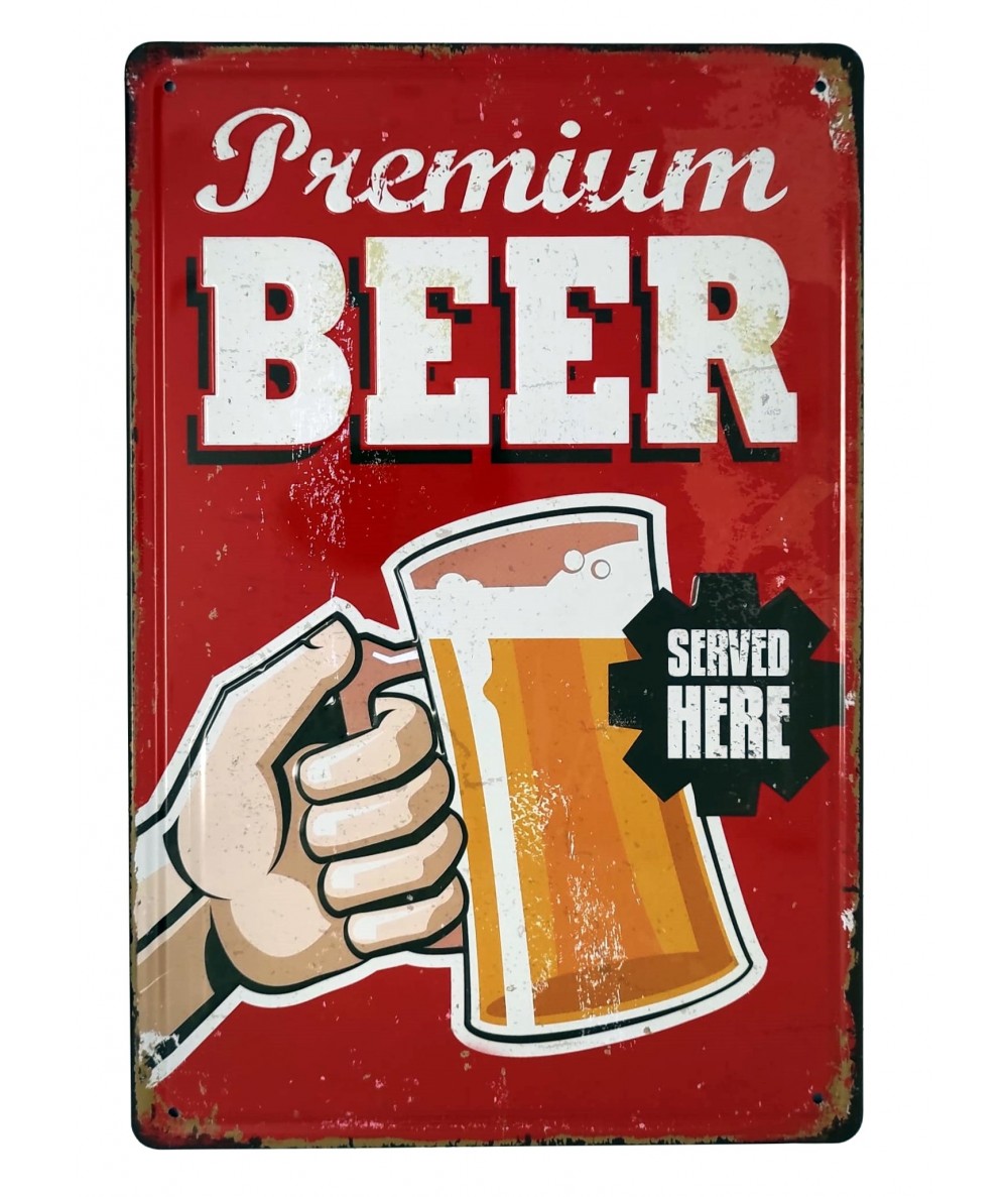 Placa metálica retro decorativa vintage Premium Beer - Cervezas especiales