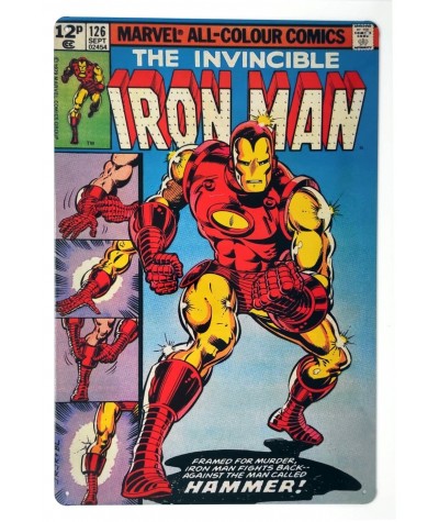 Placa metálica retro decorativa vintage The invincible Iron Man
