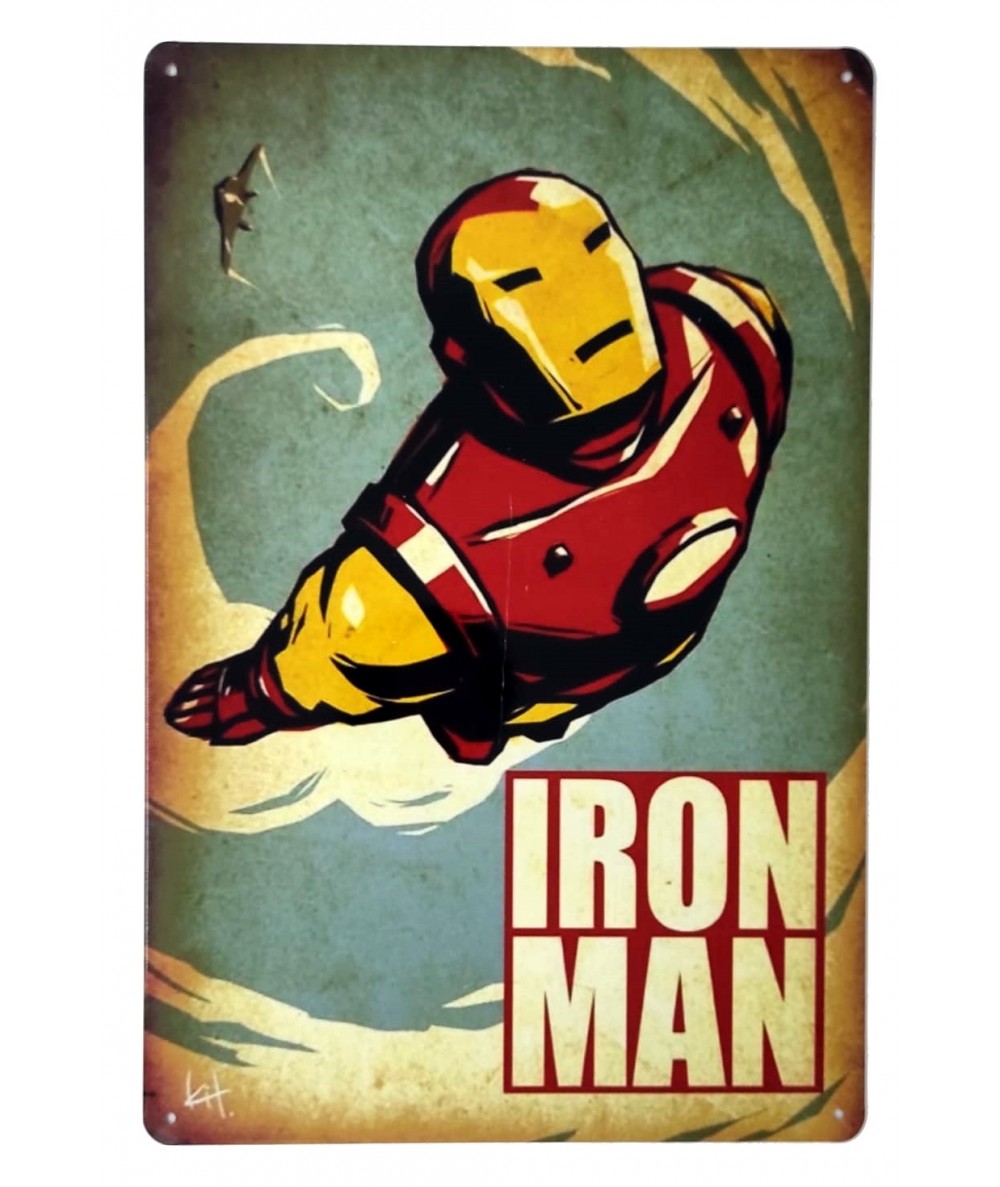 Placa metálica retro decorativa vintage Iron Man