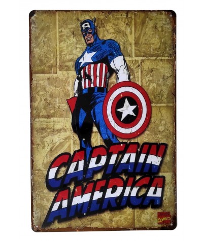 Placa metálica retro decorativa vintage Capitán América