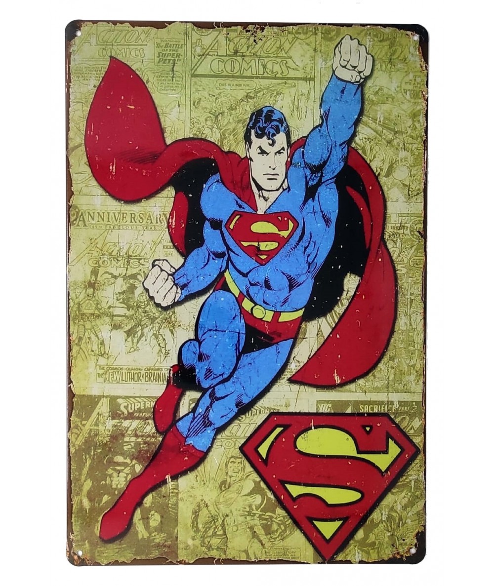 Placa metálica retro decorativa vintage Superman vuela