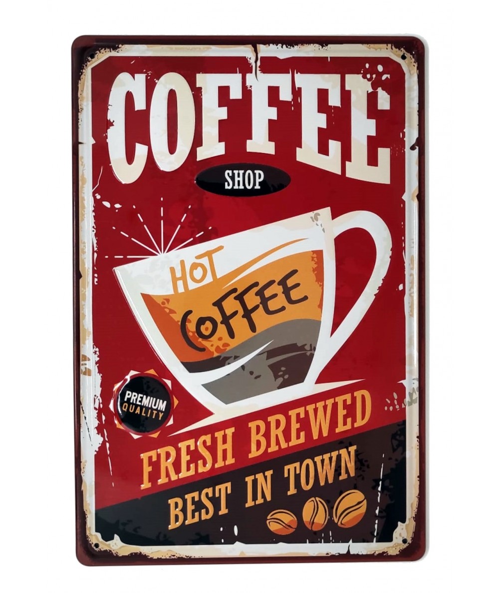 Placa metálica retro decorativa vintage Coffee Shop - Tipos de cafés