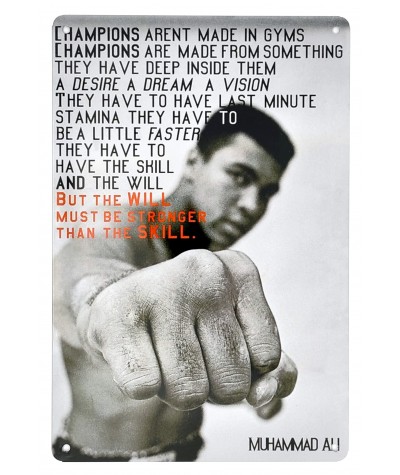 Placa metálica retro decorativa vintage Muhammad Ali