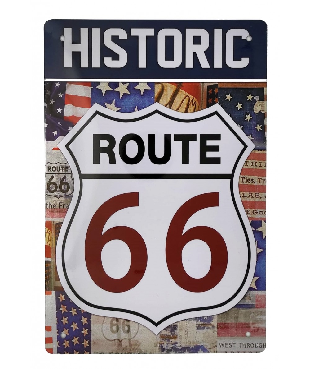 Placa metálica retro decorativa vintage Route 66
