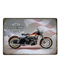 Placa metálica retro decorativa vintage Motor Cycles Speed-King