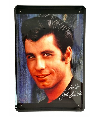 Placa metálica retro decorativa vintage John Travolta - Grease
