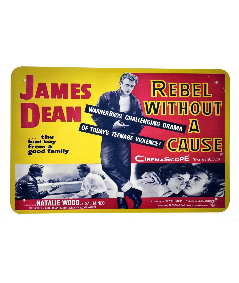 Placa metálica retro decorativa vintage Cartel película Rebelde sin causa con James Dean