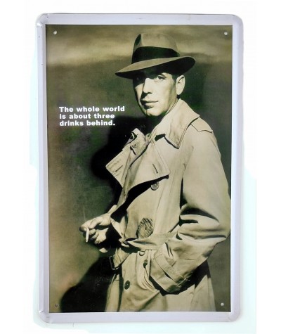 Placa metálica retro decorativa vintage Humphrey Bogart - Casablanca