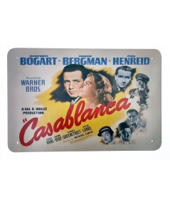 Placa metálica retro decorativa vintage Cartel película Casablanca