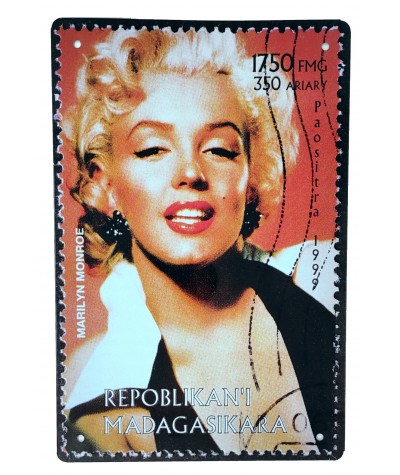 Placa metálica retro decorativa vintage Sello de correos de Marilyn Monroe