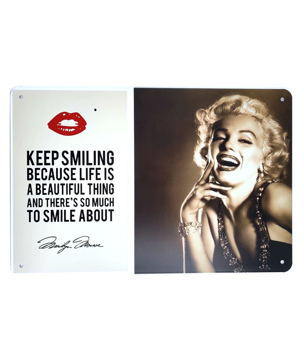 Placa metálica retro decorativa vintage Beso de Marilyn Monroe