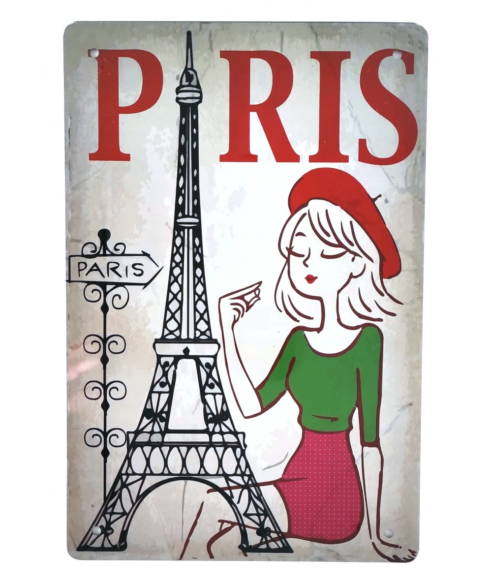 Placa metálica retro decorativa vintage Paris